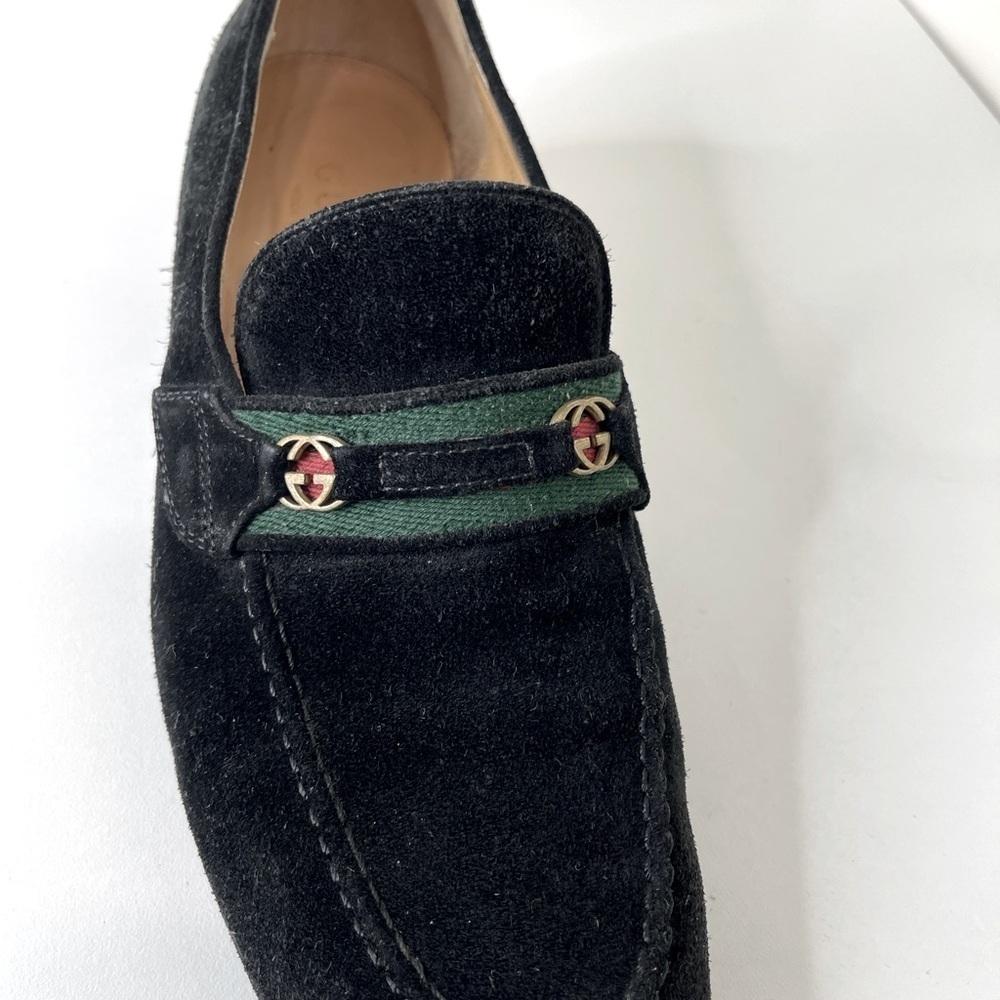 GUCCI GG Horsebit Web loafers black suede preppy  LOGO VTG designer school - Picture 3 of 13